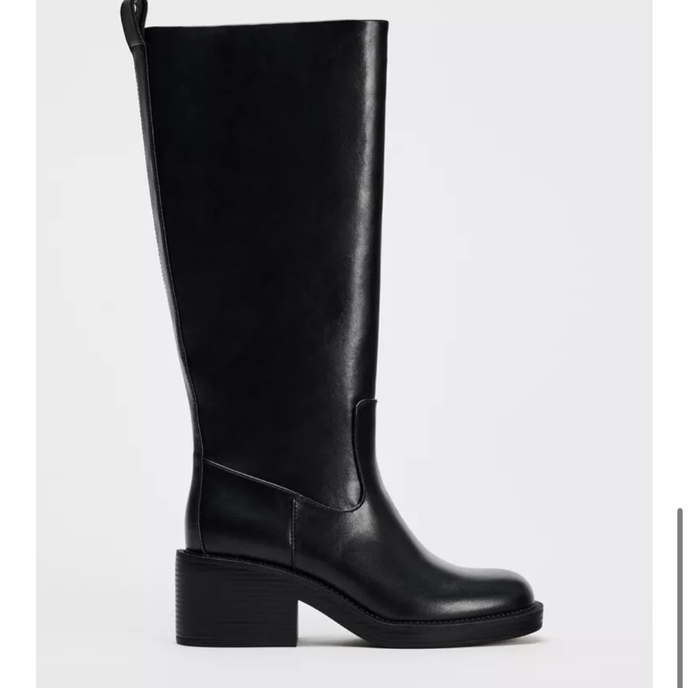 Zara Black Wide Boots Size 9